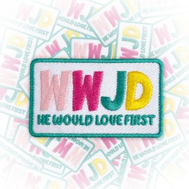 WWFD He Would Love First Patch 3 Inches Iron On/Sew On Embroidered Applique for Trucker Hats Clothes Backpacks, Christian, Religious, Jesus DIY Funny Accessories Gifts for Friends Coworkers Dad Mom