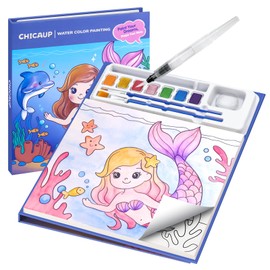 CHICAUP Paint with Water Coloring Books for Kids, Mess Free Watercolor Painting Kit Painting Activity for Kids Ages 3-5 4-8, Arts Crafts Drawing Gift Toy for Boy Girl (Blue)