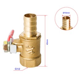 Ohamtes 2Pcs Ordinary Brass Ball Valve G 1/4" Female Thread x Pagoda Head 10mm Valve, 2 Point Female Thread and Pagoda Head 10mm Copper Ball Valve, Used for Fluid Control of Water, Oil, Various
