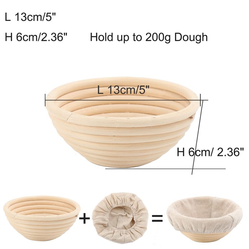 4X Round 5inch Rattan Bread Proofing Basket Sourdough Bannetons Proving