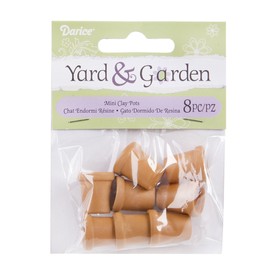 Darice Mini Clay Empty Flower Pots, 0.625 X 0.6875 Inches, 8 Pack, Brown