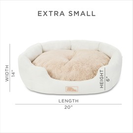 Town & Country Everyday CuddleTown Faux Linen Comfy Cozy Cuddler Pet Bed, Supportive & Calming, Non-Slip Bottom, Machine Washable Cover, Cream, XS 20"x14"x6"