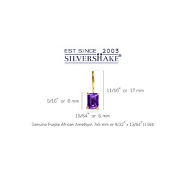 Silvershake 1.9 CTW 7X5mm Genuine Octagon Shape African Purple Amethyst 14K Yellow Gold Plated 925 Sterling Silver Hook Closure Earrings February Gemstone Birthstone Jewelry for Women, Small, Sterling