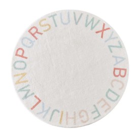 MOJUN 4 Ft ABC Round Carpet Kids Educational Learning Area Rug, Cute Soft Circle Alphabet Baby Crawling Mat Play Mat Plush Nursery Rug for Kids Room Bedroom Living Room, Multicolor Letter