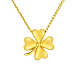 Dainty Lucky Four Leaf Clover Necklace,18k Gold Plated Charm Choker Necklace Simple Cute Pendant Jewelry Gifts for Women-Gold