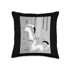 Winter Stoat Mustela erminea Stoat Ermine Weasel Throw Pillow, 16x16, Multicolor