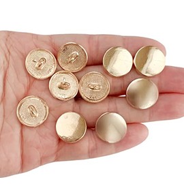 PEPPERLONELY 10PC 15mm Simple Metal Round Buttons with Shank Sew On for Clothes Dress Coat Jeans Shirt Buttons, Gold, 9/16 Inch