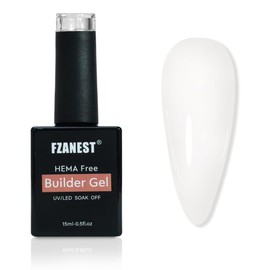 FZANEST White Builder Gel For Nails,Hema Free Builder Gel 15ml,Self leveling Hard Gel Nail Extension Nail Art Gel Polish for Nail Strengthener