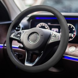 Ongfuwu Car Steering Wheel Cover, Anti-Slip Silicone Car Steering Wheel Protector, Auto Steering Cover Universal Fits 12.6-15.7 Inch, Vehicle Interior Accessories for Car SUV Truck Van (Gray)