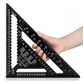 Beslands Rafter Square Metric 12 inch, Aluminum Carpenters Roofing Square, Metric Woodwork Square,Triangle Ruler Protractor