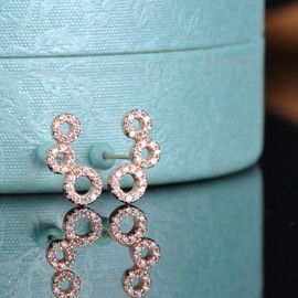 Yumilok Jewelry 925 Sterling Silver Rose Gold Plated Cubic Zirconia Hollow Round Bubbles Stud Hypoallergenic Earring for Women/Ladies/Girls