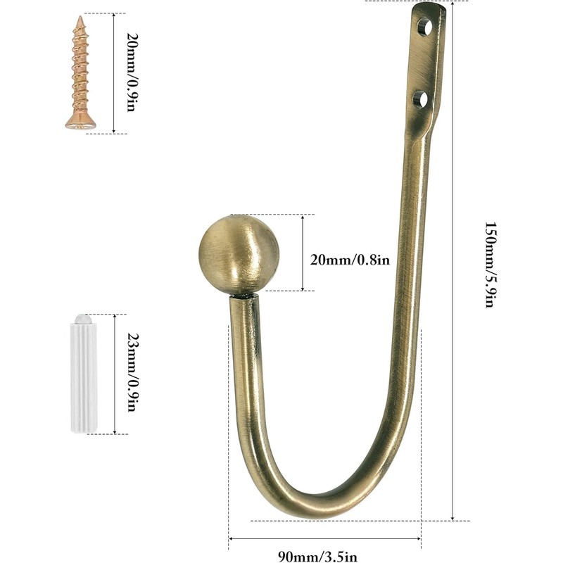 Curtain Tie Backs Hooks, 2 Pcs Metal Curtain Holdbacks, Retro