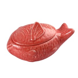 HANABASS Porcelain Sugar Bowl with Lid Pottery Honey Jar Fish- shaped Seasoning Bowl Porcelain Sugar Bowl Salt Server for Home and Kitchen