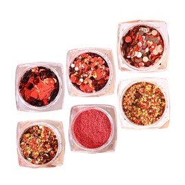 Outanaya 1 Set Heart Nail Glitter Set Red Heart Nail Sequins for Decoration for Valentine Day Special Occasions