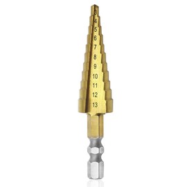 Saipor 3-13 mm Step Drill Cutter Titanium Coated Step Drill HSS 6.35 mm Hex Shank Step Drill Power Tools for Wood, Plastic