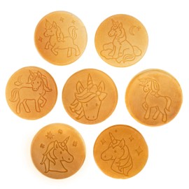 Mini sartén de unicornio para panqueques – Haz 7 unicornios únicos Flapjack, sartén antiadherente para hacer pasteles para desayuno divertido y fácil limpieza, regalo mágico de cumpleaños o regalo para niños