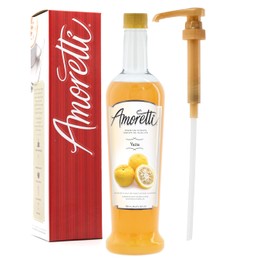Amoretti - Premium Yuzu Syrup, 94 Servings Per Bottle (750 ml), with Pump for Flavoring Coffees, Cocktails, and other Beverages, Gluten Free, GMO/GEO Free, Preservative Free