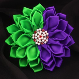 Greek Sorority Flower Brooch Pin for Women Soror Deltaa Sorority Paraphernalia Gift Sisterhood Jewelry Pearl Purple Crosage 5.5" for Clothing (Violet Flower)