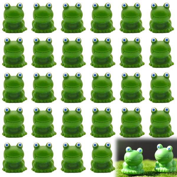 Vordpe Pack of 30 Mini Resin Frog Figures, Miniature Moss Landscape Decoration, DIY Crafts, Garden Decoration, Ornament, Accessories for Home Decoration