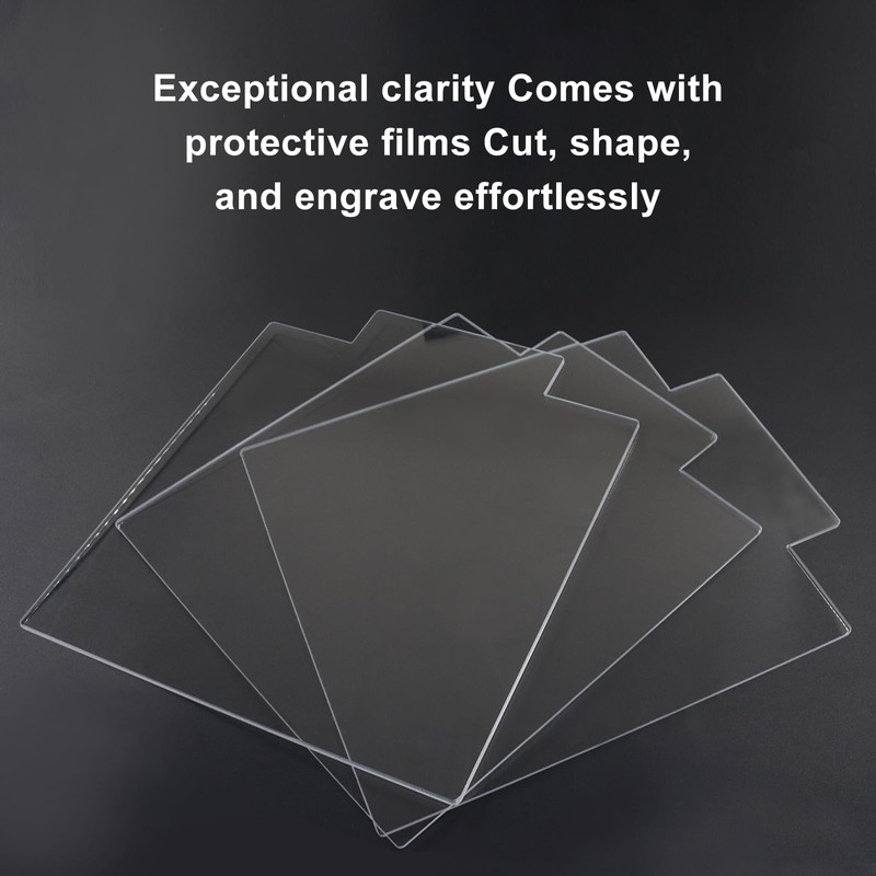 Hordion 6 Pcs Acrylic Sheet Clear Cast Square Panels, 0.08"