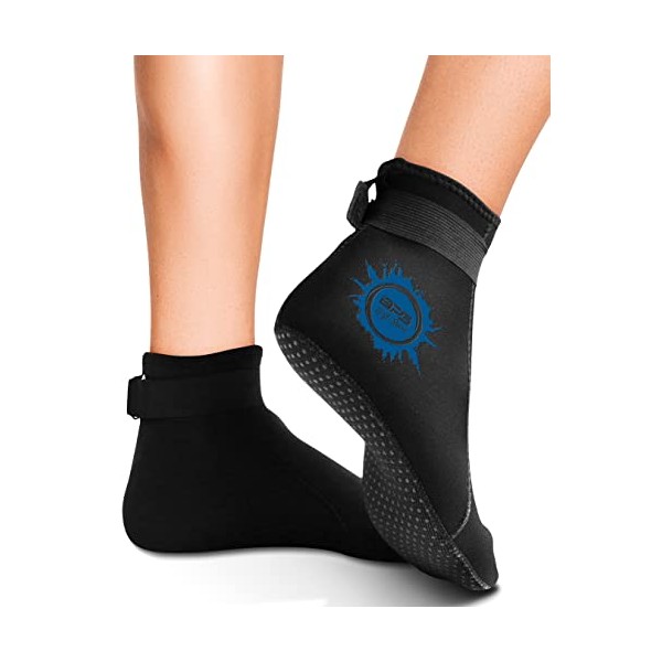 BPS - 'Soft Skin' Neoprene Water Socks (Low Cut) - Black w/Snorkel Blue Logo - M