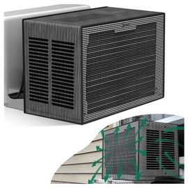 Plusluck Air Conditioner Cover for Window Unit: AC Unit Covers Outdoor, for Midea U Shaped Window Air Conditioner, 8000BTU-12000BTU for Outside, Debris Leaf and Guard Mesh Cover for Summer, Black