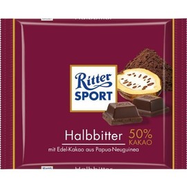 Ritter Sport Half-bitters (3 bars each 100g) - fresh from Germany by Ritter Sport