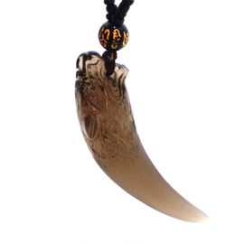 Natural Ice Obsidian China wolf Tooth Amulet Lucky Pendant Beads Necklace