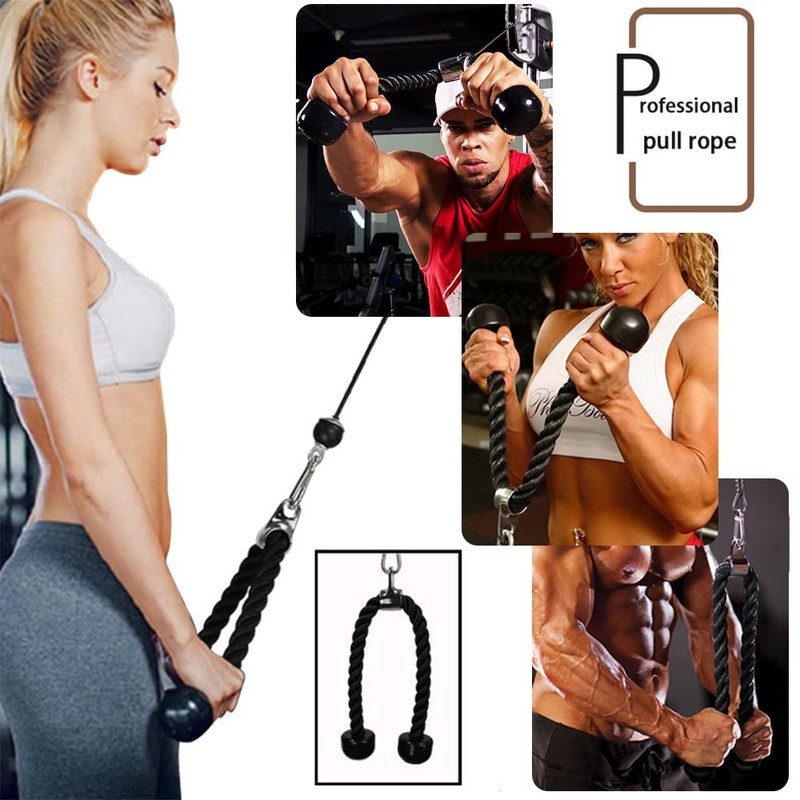 tchrules Universal Tricep Rope Pull Down - 28 Inch Heavy