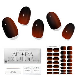 Adora Couture Semi Cured Gel Nail Strips | 20pcs Glitter Orange Gel Nail Sticker | Glaze Nail Strips | Gel Nail Stickers with UV Light Required (Glitter Haze)