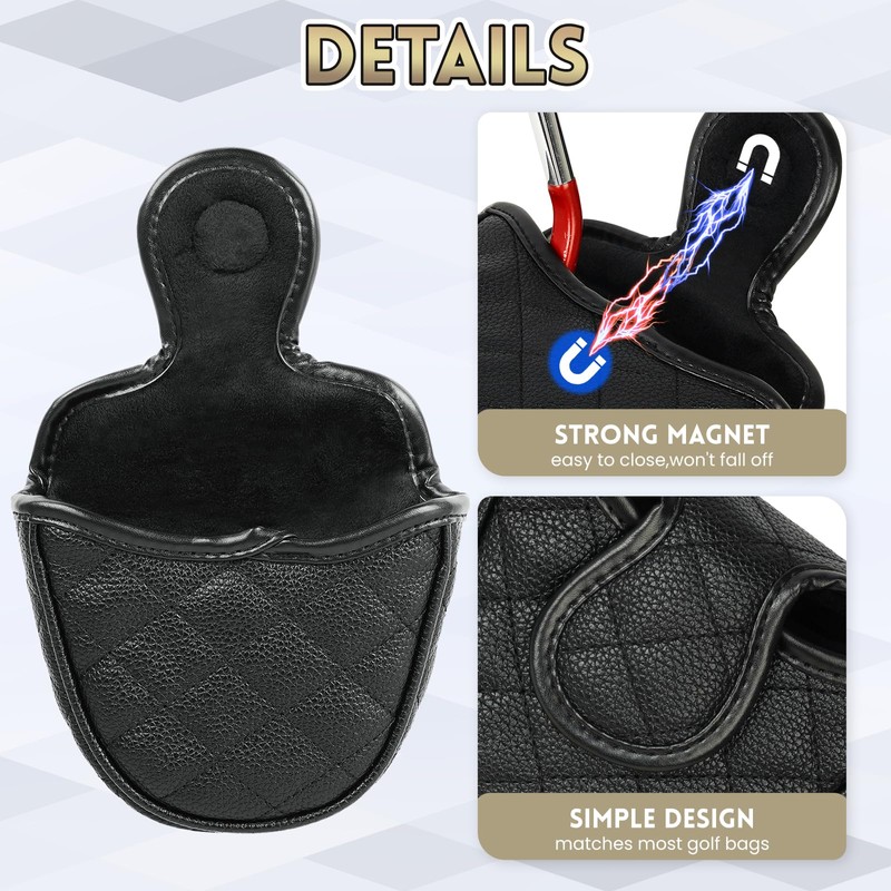 Golf Mallet Putter Head Cover Magnetic Closure Side-shaft Golf Club