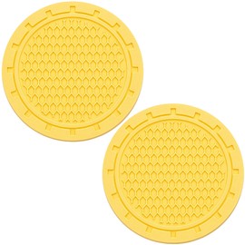 MEAJOO 2PCS Car Cup Holder Coaster, Non-Slip Cup Holders Embedded in Ornaments Coaster, 2.75 Inch Universal Recessed Car Interior Accessories (Yellow)