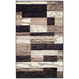 Superior SUPERIOR Indoor Area Rug, Jute Backed, Modern Geometric Patchwork Floor Decor for Bedroom, Office, Living Room, Entryway, Hardwood Floors, Rockwood Collection, 4' x 6', Chocolate