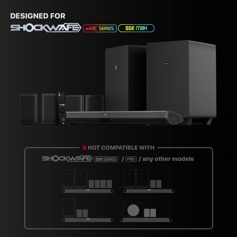 Nakamichi Shockwafe 7.1 7.2 9.2 DTS-X/Atmos/eARC/SSE Max Soundbar Remote (2022).