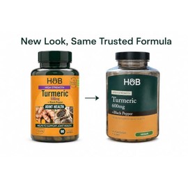 Holland & Barrett High Strength Turmeric 600mg with Black Pepper – 90 Capsules – Curcumin Supplement – Joint Support & Antioxidant – Vegan