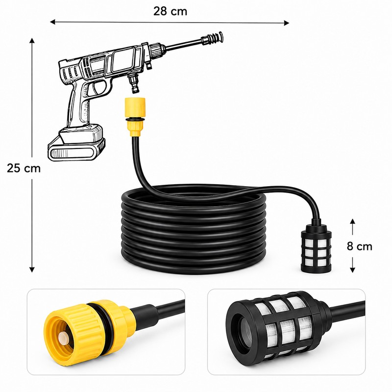 3/8-Inch Water Inlet Hose for Cordless Car Washers – Flexible