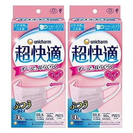 [2-Piece Set] Super Comfortable Pleated Mask for Women, Regular, 30 Pieces, Pink
