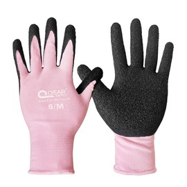 3 Pairs Lady Garden Work Gloves Pink Latex Rubber Palm Coated Multifunctional Abrasion Fit to Hand Gardening Housework (Medium)