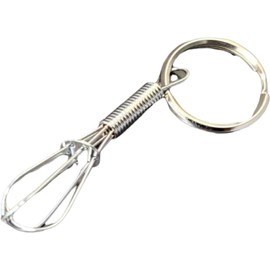 1 Pc Silver Mini Whisk Keychain Novelty for Chef Cook Foodie, Portable Stainless Steel Kitchen Tiny Whisk & Egg Beater for Cooking, Blending, Whiping, and Stirring Whisks