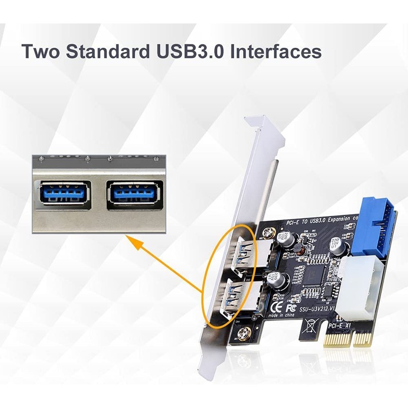 Cuifati PCI-E x1 To USB 3.0 Expansion Card Adapter With