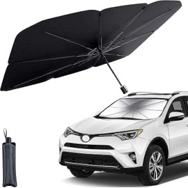 RUAKIVA Parasol para Parabrisas Automovil,Parasol para Parabrisas de Coche Frontal Plegable con Bolsa,Anti UV Rayos Parasol Cubre Sol Retráctil para Parabrisas Auto o Camioneta Universal