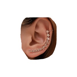Yheakne Boho Star Ear Climber Earring Gold Star Crawler Earring Cluster Star Earring Festival Earring Celestial Jewelry for Women and Girls（1 pcs）