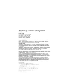 Handbook of Grammar and Composition - Abeka 11th and 12th Grade 11 and 12 Highschool English Grammar and Writing Student Manual