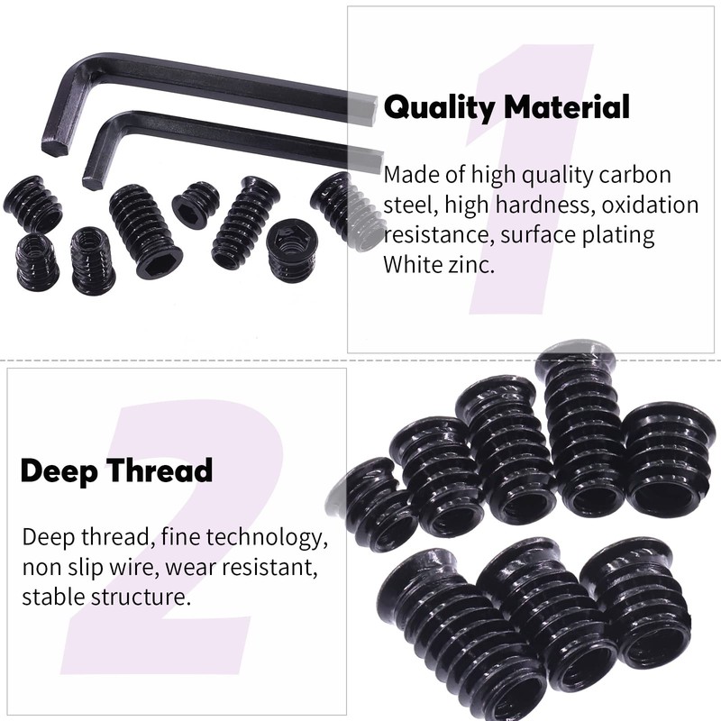 Swpeet 122Pcs 1/4" + 5/16" Black Zinc Plated Carbon Steel