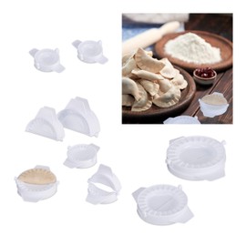 Relaxdays Ravioli Former Set of 9, Mouth Pockets, Empanada and Pirogge Cutters, Round, Various Sizes, Plastic, White, 10030739