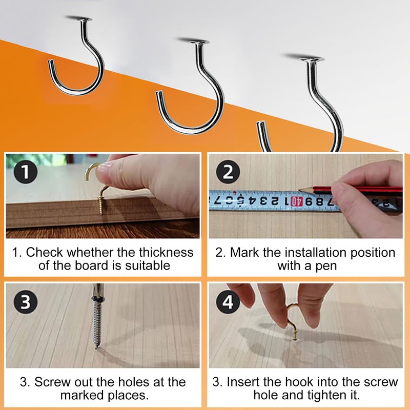 Eupneicu Screw Hooks [Pack of 150], 7 Sizes Screw-In Hooks,