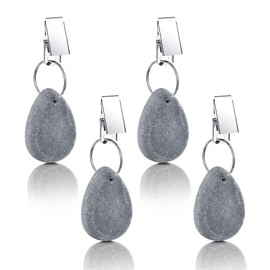 Andiker Set of 4 Tablecloth Weights Natural Stone Tablecloth Weights Heavy with Steel Clip, Outdoor Tablecloth Clips for Family Party Wedding Garden Picnic