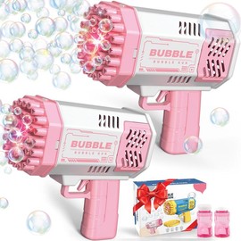 Bubble Machine, 2 Pack Bubble Gun Toy, Summer Kid Toy for Boys Girls, Bubble Blaster for Birthday, Wedding, Outdoor:_Pink-2Pack