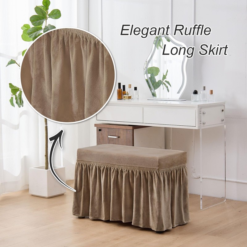 NICEEC Spandex Stretch Piano Bench Cover with Skirt Removable Ottoman