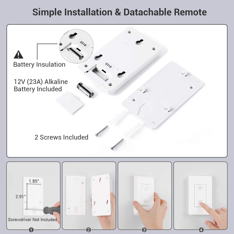 DEWENWILS Remote Control Light Socket, 1 Wall Mounted Switch and